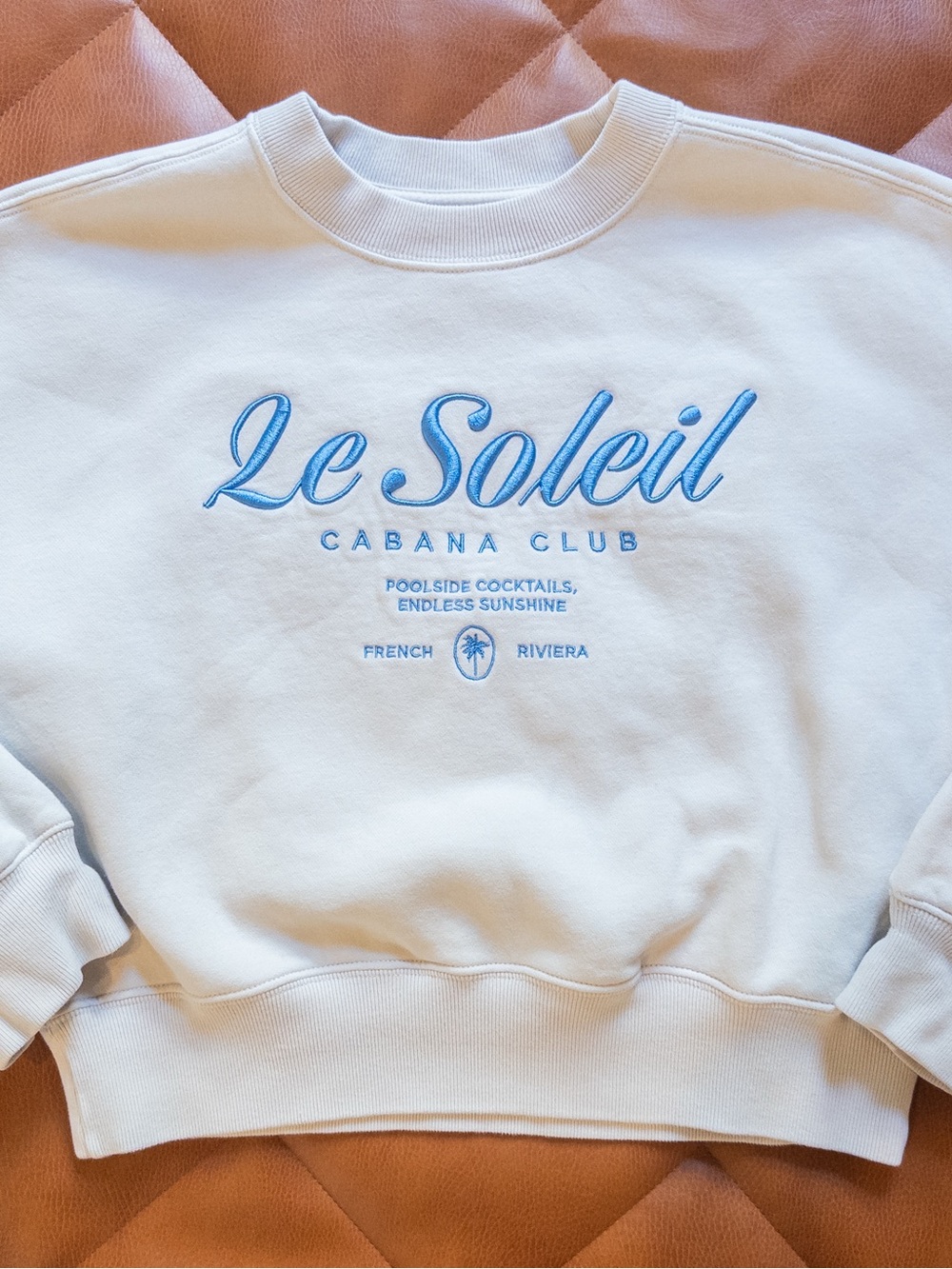 Abercrombie & Fitch White Crewneck Sweatshirt with Blue Script